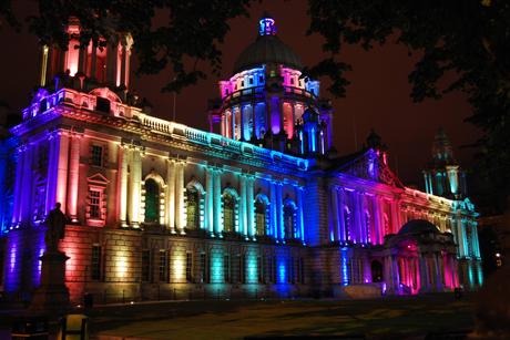 Belfast City Hall lit up in celebration of Belfast Pride Festival 2013