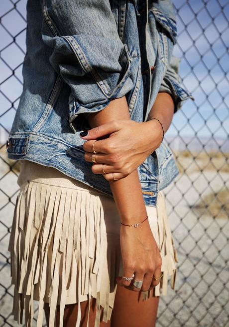 Falda De Piel Con Flecos