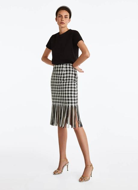 Falda De Piel Con Flecos