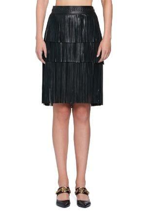 Falda De Piel Con Flecos