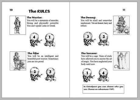 Dos hojas de muestra de RetroQuest
