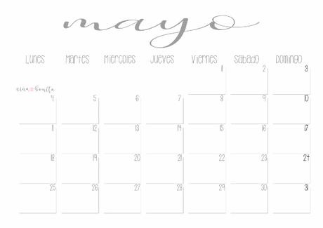 IMPRIMIBLE: Calendario mayo 2020