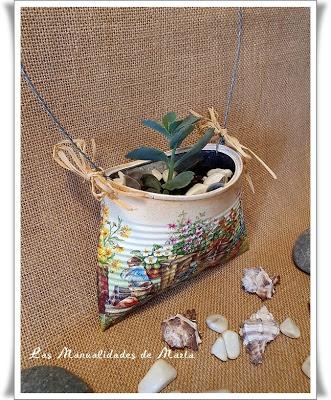 LATA RECICLADA CON DECOUPAGE
