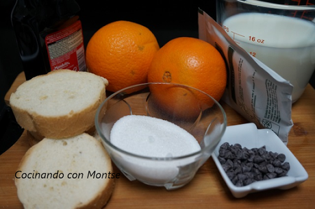 Pudin de pan con chocolate y naranja sin horno