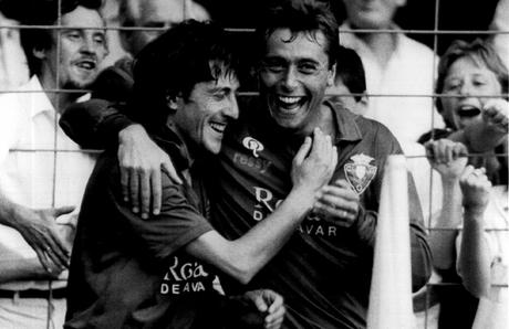 Michael Robinson y Enrique Martin en Osasuna 