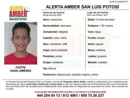 Alerta Amber: se busca a Justin Nava,fue visto por última vez en Tequis