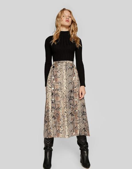 Falda Cuero Stradivarius 2017