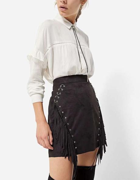 Falda Cuero Stradivarius 2017
