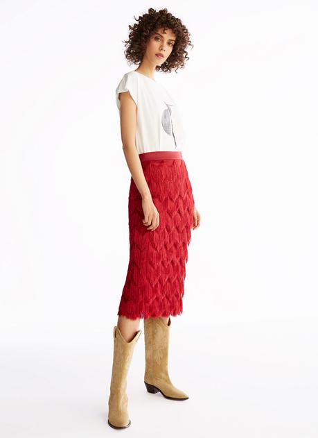 Falda Piel Roja Uterque