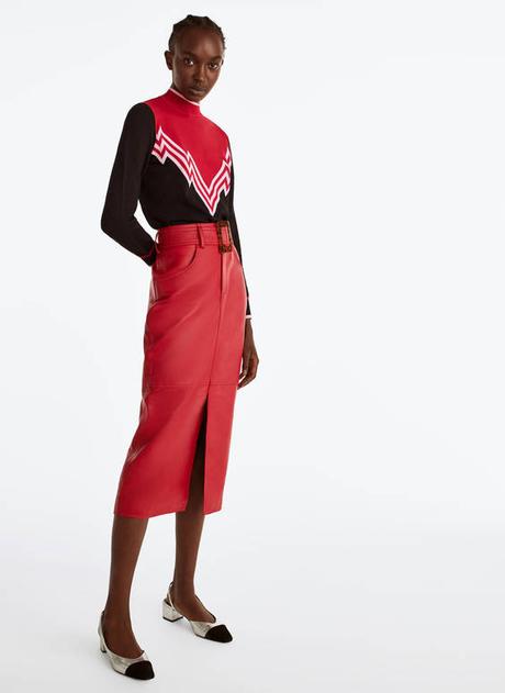 Falda Piel Roja Uterque