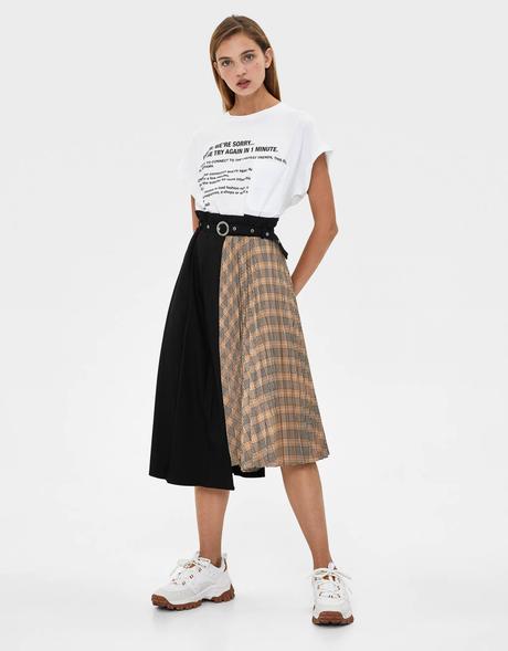 Falda Plisada Rosa Bershka