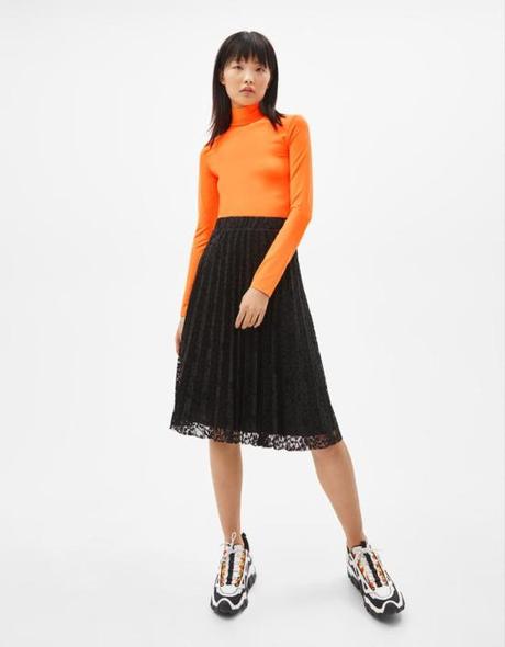 Falda Plisada Rosa Bershka