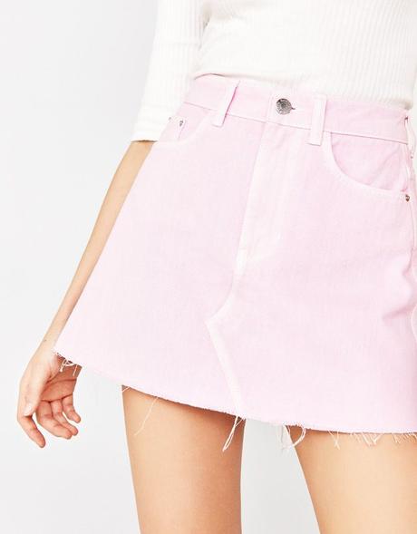 Falda Plisada Rosa Bershka