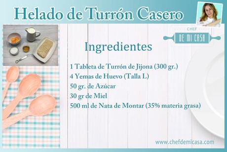 Ingredientes para Helado de Turron Casero