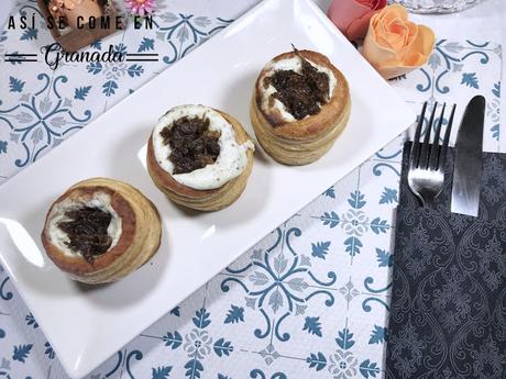 Volovant de queso y crema de dátiles