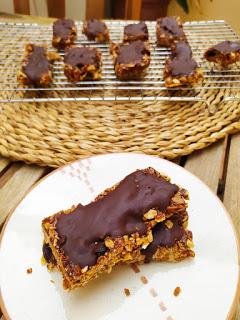 Barritas de avena, cacahuete y chocolate - Sin lácteos y sin gluten