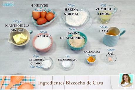 Ingredientes Bizcocho de Cava