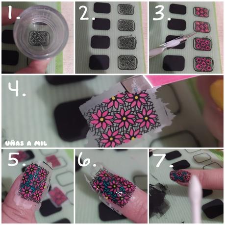 Como hacer Reverse Stamping: Diseño de uñas de flores