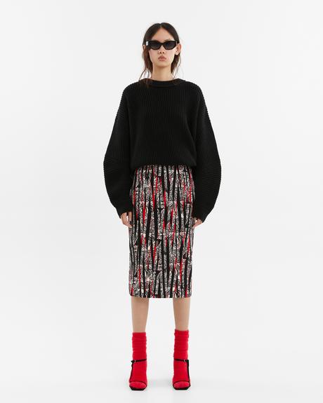 Falda Tubo Negra Con Jersey