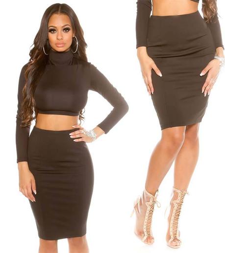 Falda Tubo Negra Con Jersey