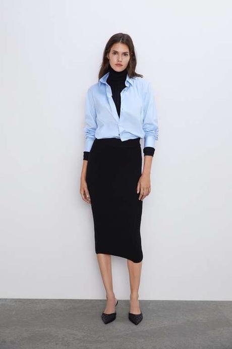 Falda Tubo Negra Con Jersey