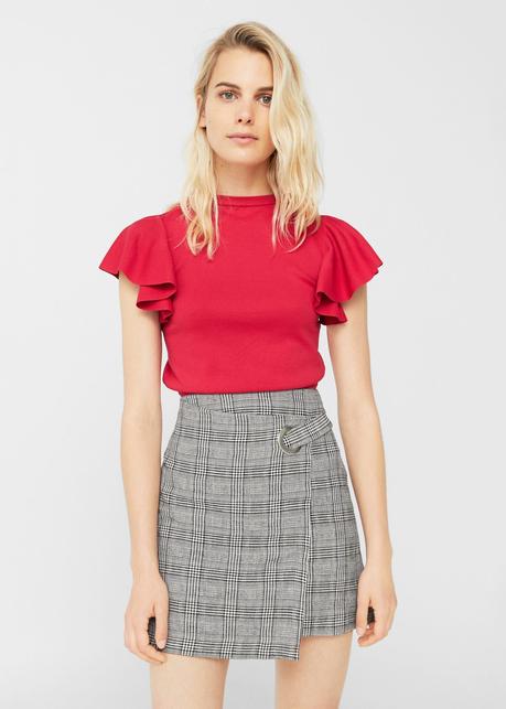 Outfit Falda Escocesa Roja Mujer