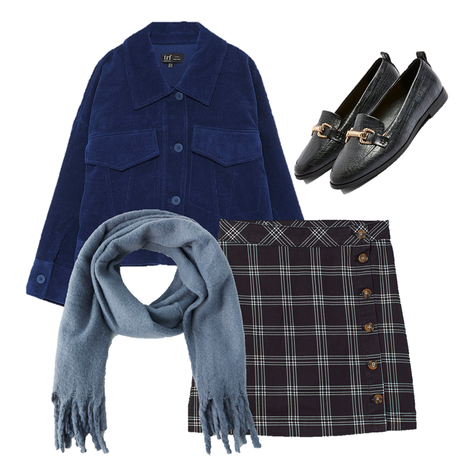 Outfit Falda Escocesa Roja Mujer