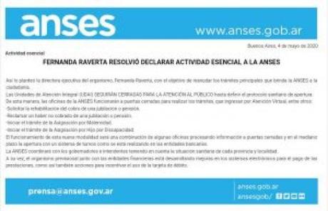 Declaran como “actividad esencial” el trabajo de la Anses Declaran como “actividad esencial” el trabajo de la Anses