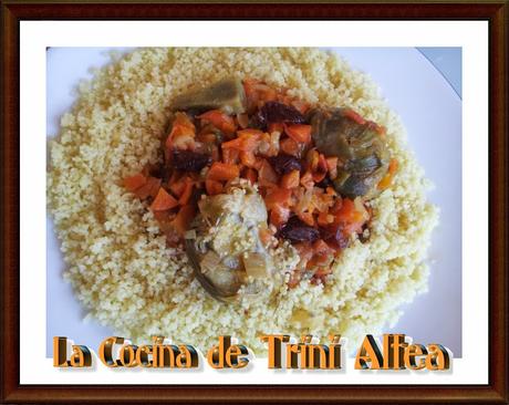 COUS-COUS CON ALCACHOFAS, DÁTILES, VERDURAS Y VINO RIOJA SEMI DULCE COUS-COUS CON ALCACHOFAS, DÁTILES, VERDURAS Y VINO RIOJA SEMI DULCE