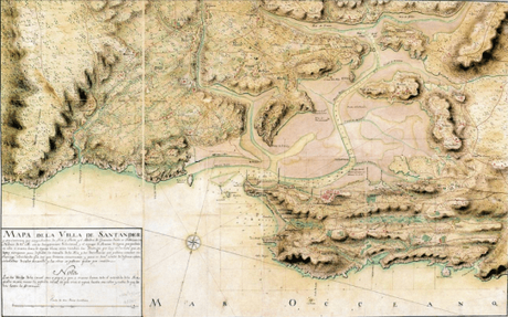 Mapa de la Villa de Santander y sus contornos
