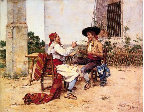 Joaquín Agrasot y Juan: Dos huertanos bebiendo vino - PINTORES VALENCIANOS