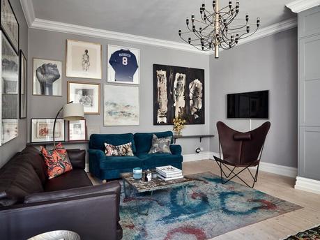 Un apartamento escandinavo lleno de arte gris.