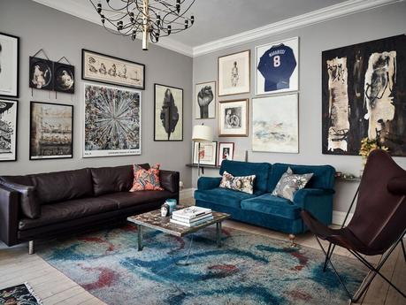 Un apartamento escandinavo lleno de arte gris.