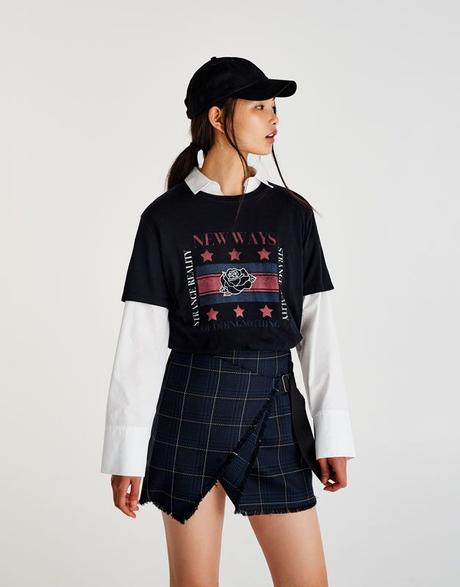 Pull And Bear Falda Cuadros