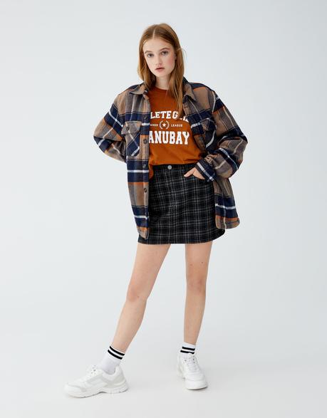 Pull And Bear Falda Cuadros