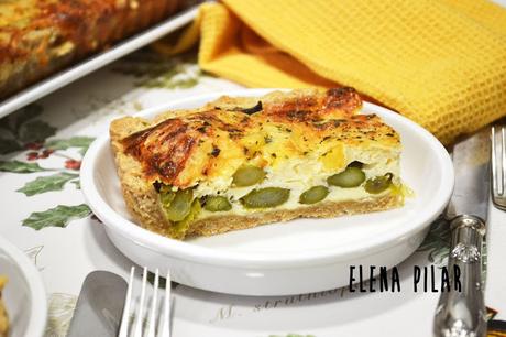Crostata de espárragos verdes y queso mascarpone (integral)
