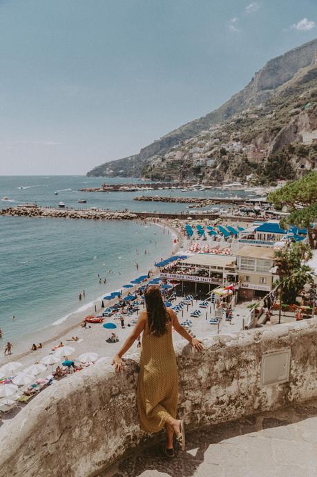 Sara from Collage Vintage wearing a slip dress at Amalfi coast