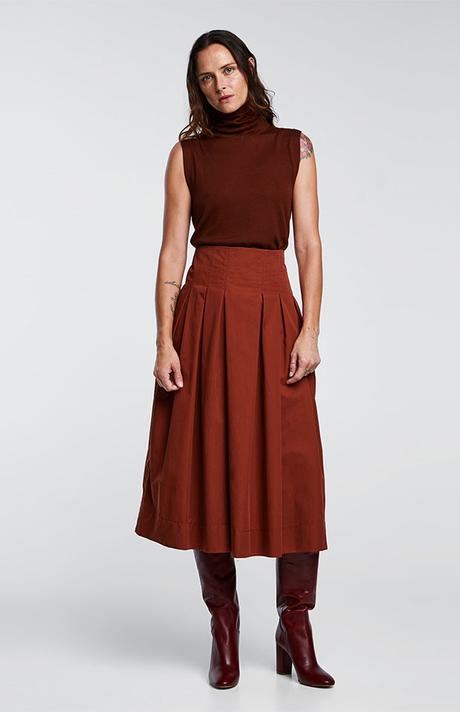Falda Plisada Larga Zara