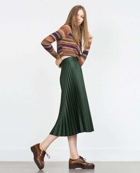 Falda Plisada Larga Zara