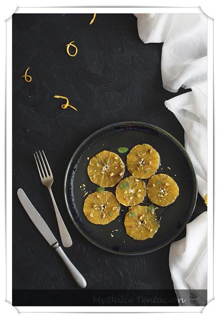Carpaccio de Naranjas con Canela y Pistachos