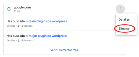 Historial de búsqueda de Google