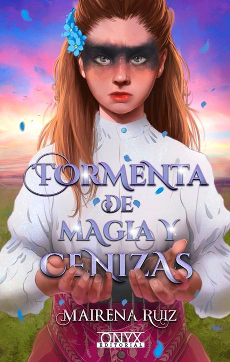 Últimas noticias literarias Portada de la novela, con Aileen en primer plano. Lleva el pelo largo semirecogido con nomeolvides, una blusa blanca y una falda rojiza. Las manos, manchadas de cenizas, sostienen la palabra “cenizas” del título. En el cielo tras ella se aproxima una tormenta. Los ojos van enmarcados en kohl negro, cubriendo las sienes, y mira directamente al espectador.