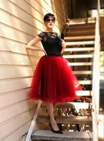 Falda Circular Roja Larga