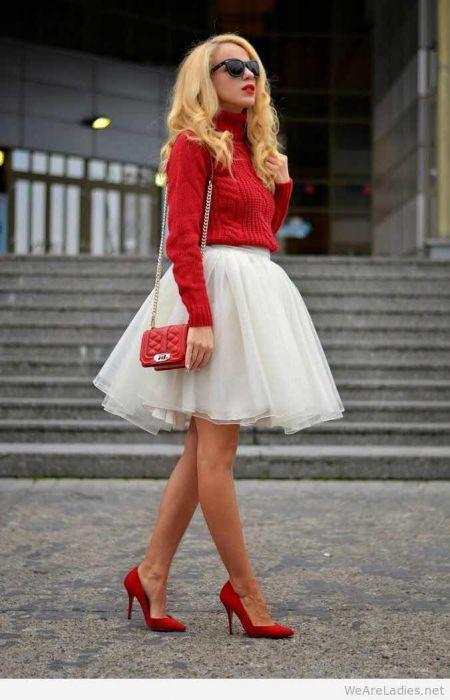 Falda Circular Roja Larga