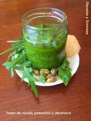 PESTO DE PISTACHOS , ALBAHACA Y RÚCULA