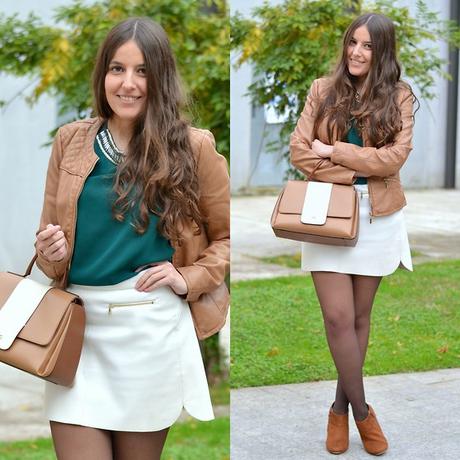 Falda Midi Cuadros Verde Zara