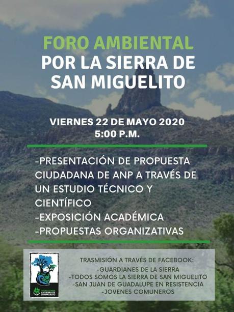 Realizarán foro virtual en pro de la defensa de la Sierra de San Miguelito