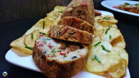 CARNE PICADA RELLENA DE JAMÓN Y QUESO CON SALSA DE HORTALIZAS carne picada rellena