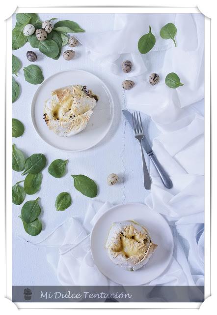 Caracolas de espinacas y champiñones