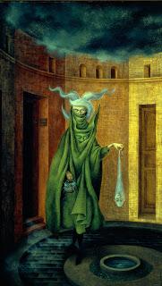 Mujer saliendo del psicoanalista Remedios Varo